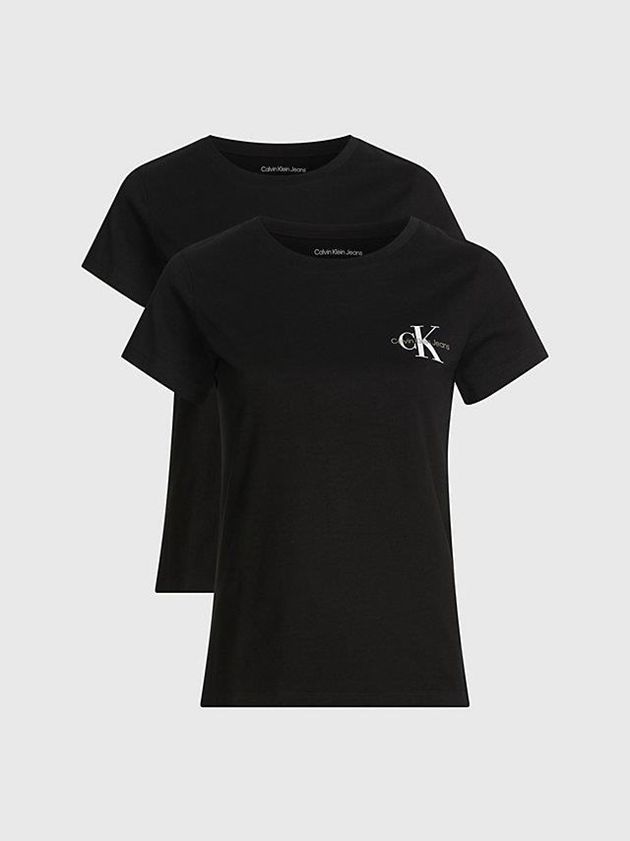 Calvin Klein USA 2 Pack Slim Womens T-Shirt Black 8930276-OB